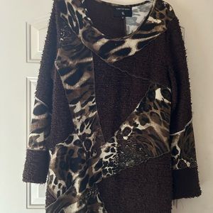Chocolate Brown dress accented with animal print